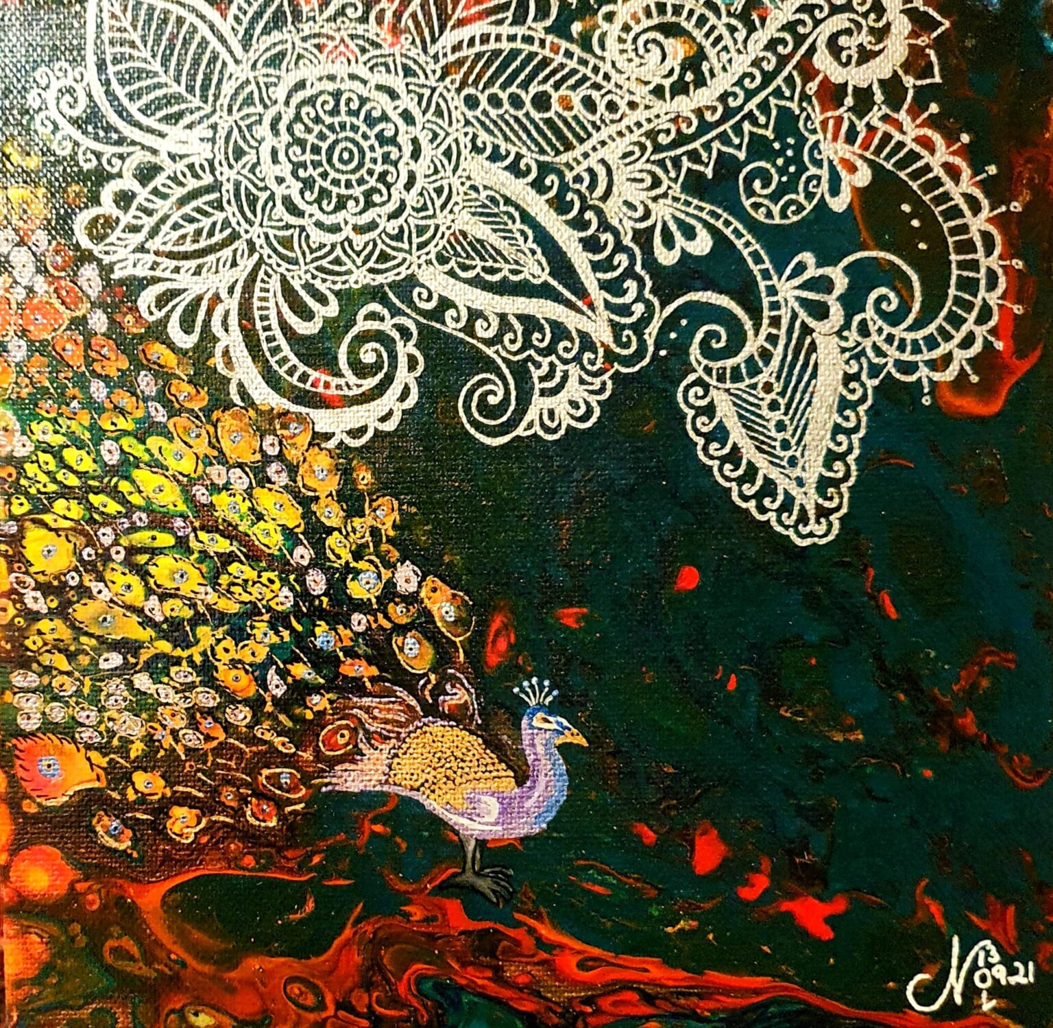 Peacock painting