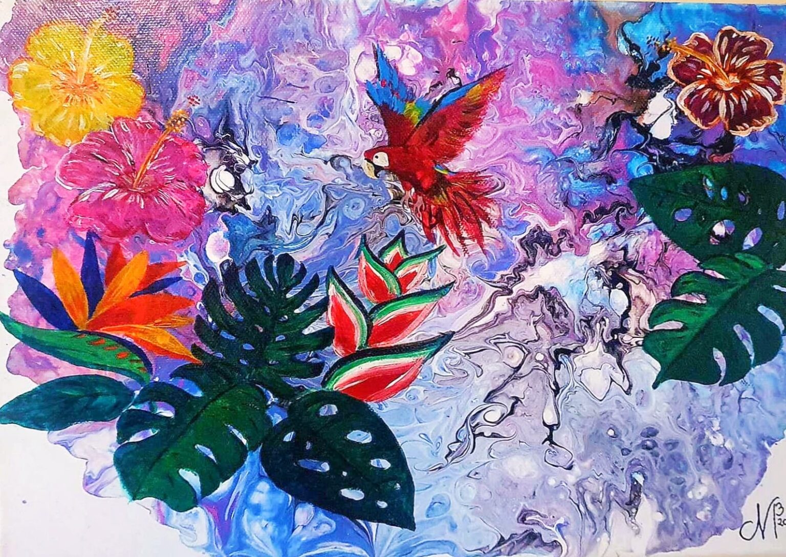 Tropical Pour Painting