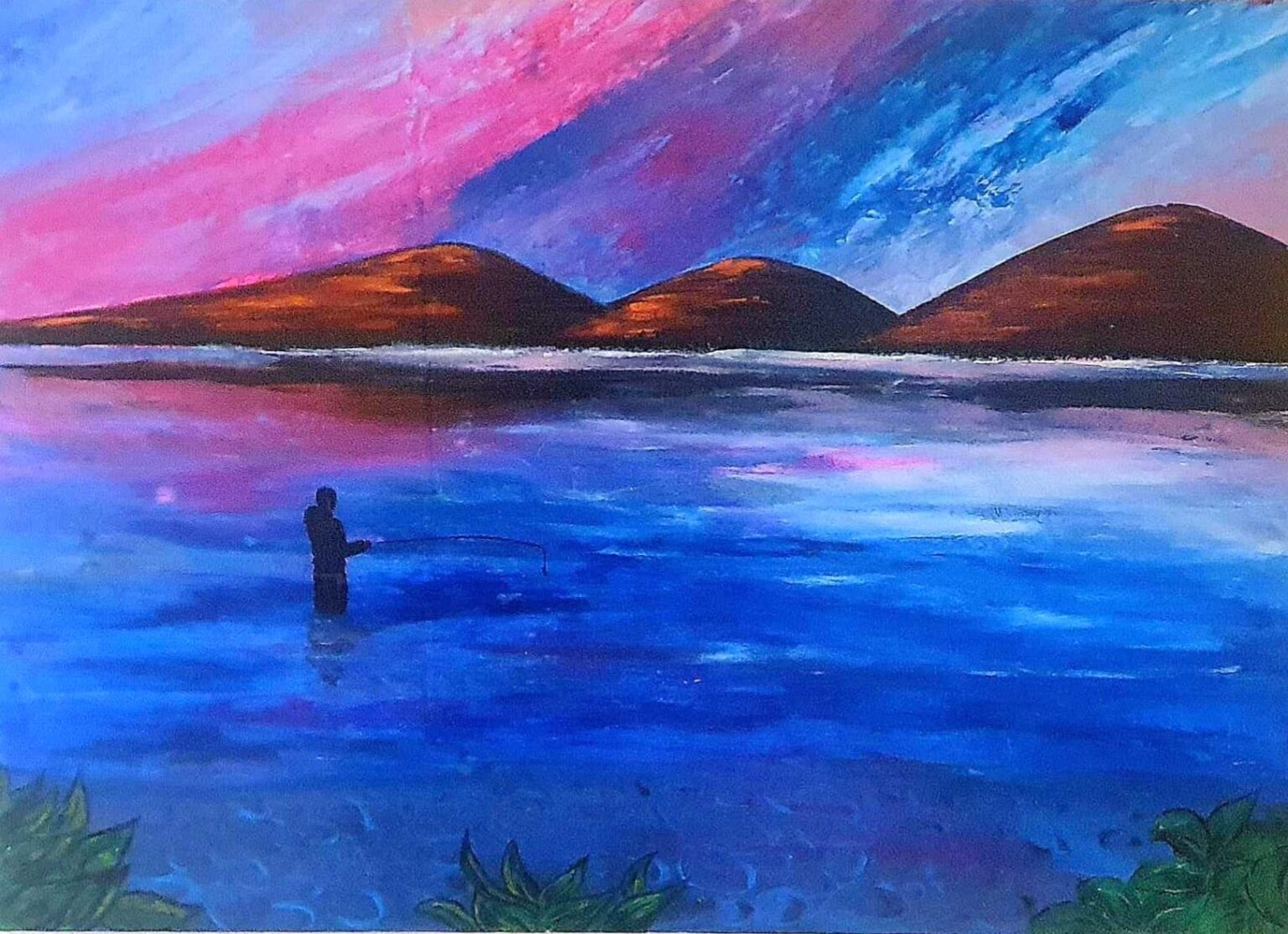 Sunset Fishing Painting